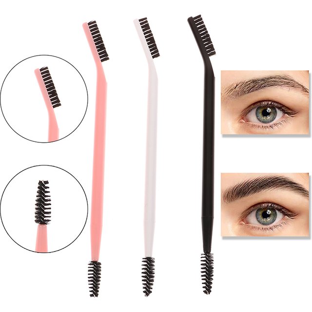 Double Headed Eyebrow Brush Eyelash Comb Reusable Salon Makeup Tool For Brow Grooming Eyelash Shaping
