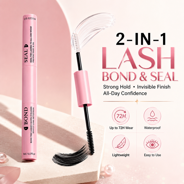 Waterproof 2 in 1 Lash Bond and Seal Glue Strong Hold Cluster Lashes Adhesive Long Lasting DIY False Eyelash Extension Makeup To