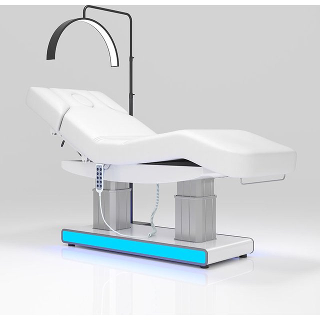 Professional Electric Massage Bed With 4 Motors Adjustable Height LED Light Therapy For Salon Spa Facial Treatments