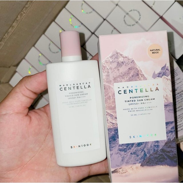 SKIN1004 Centella Poremizing Tinted Sun Cream SPF50+ Color Correcting Sunscreen Lightweight Pore Care Oily Skin K-Beauty 50ml