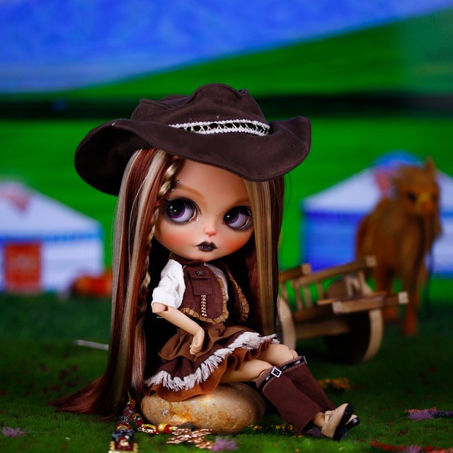 ICY DBS Blyth Doll Wild West Cowgirl Smokey Eyes Black Lips Tan Skin Matte Face Hand-Painted Makeup 30cm Girls Festival Gifts