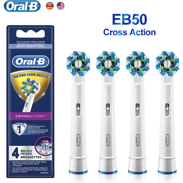 Original Oral B EB50 Brush Heads Cross Action 16 Degree Angle Spare Dental Nozzles for Electric Toothbrush D12/D16/DB4010/DB4510
