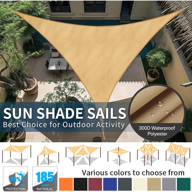 Triangle Shade Sails Waterproof Sun Shelter UV Blocking Canopy with Free Ropes for Outdoor Garden Pergola Patio Sunscreen Awning