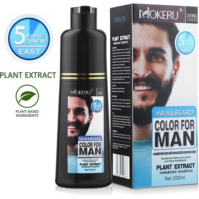 Natural Long Lasting 200ml Permanent Beard Dye Shampoo for men Beard Dying Removal White Grey Beard Hair Men Beard Dye Shampoo