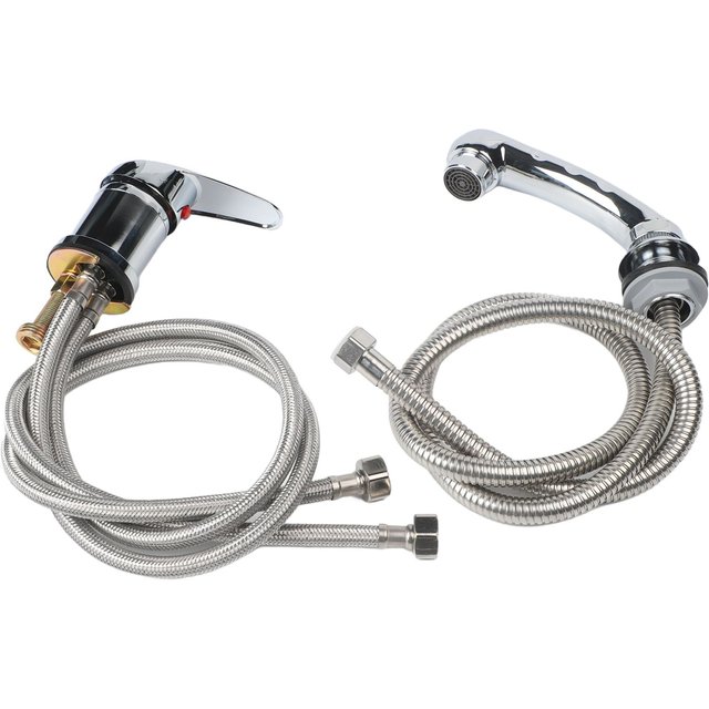 Chrome Mixer Faucet with Integrated Hand Shower for Shampoo Chair Sink and Reverse Shampoo Station Compatibility