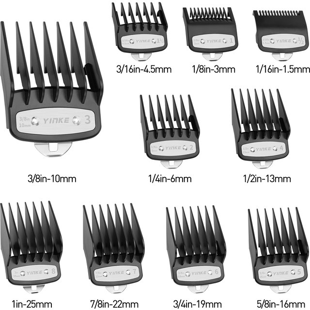 Premium Clipper Guards Set 10 Cutting Guides(1/16" to 1") Fits with Most Wahl Clippers,Replacement Guards for Wahl Hair Clippers