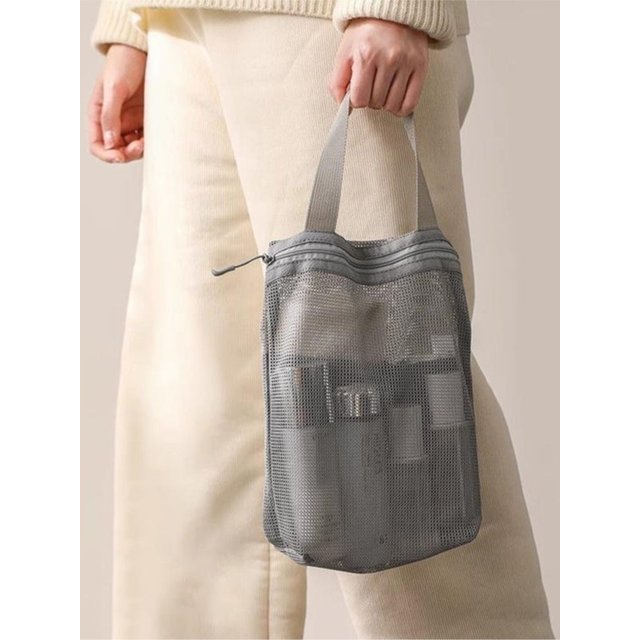 Simple Toiletry Bag Mesh hand-held Makeup Bags Women Bath Fitness Travel Portable Breathable Hang Storage Bag