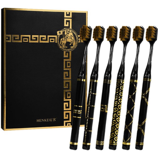 6-piece family pack of toothbrushes; high-end home use; luxurious fine silk soft bristles; adult slip-resistant handle; wide hea