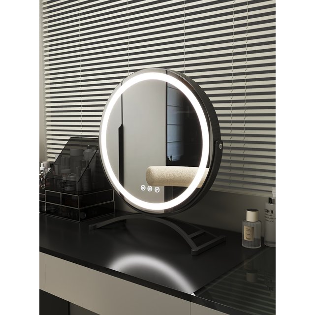 Makeup Mirror with Lamp for Bedroom, Dorm, Home, Rechargeable Smart Vanity Mirror