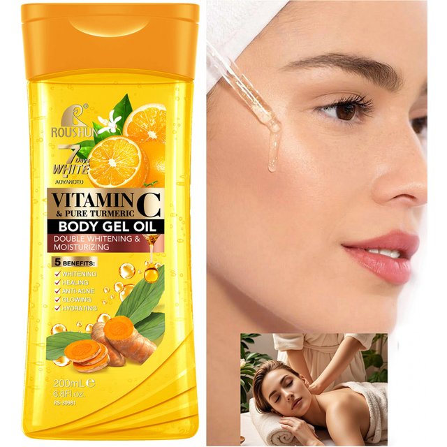200ML VITAMIN C PURE TURMERIC Body OIL Moisturizing Essential Oil Body Oil Unisex Full Body Skincare Oil,Moisturizing Body Oil