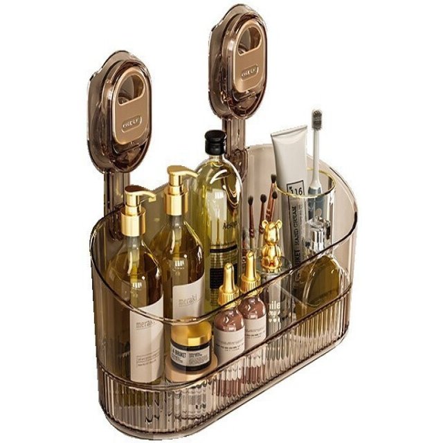 Home No-punch Suction Cup Cosmetic Storage Box Light Luxury Bathroom Suction Cups Storage Holder Kitchen Wall Mount Organizer