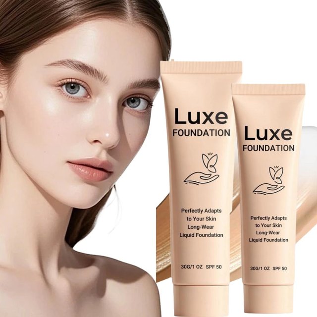 Luxe 2 Colors Natural Skin Tone Matching Liquid Foundation,Color Changing ,Lasting Perfectly Adapts Skin Full Coverage Concealer