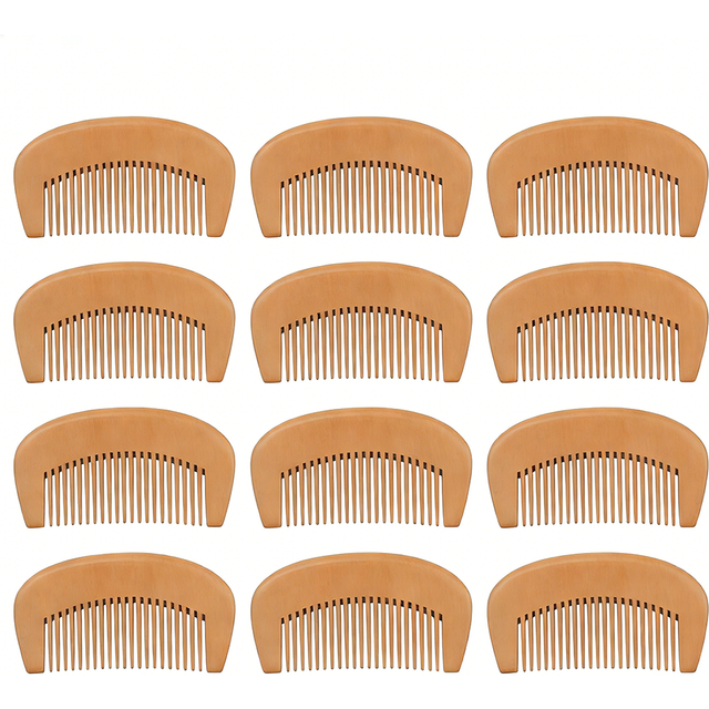 5/10pcs Engraved Natural Peach Wood Comb Portable Anti-Static Hair Comb Smooth Scalp Massage Comb Hair Care Styling Tool