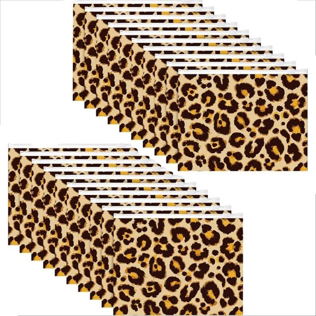 50PCS Multi Functional Leopard Print Waterproof EVA Storage Bag for Skincare and Makeup Products Rectangular Zipper Storage Bag
