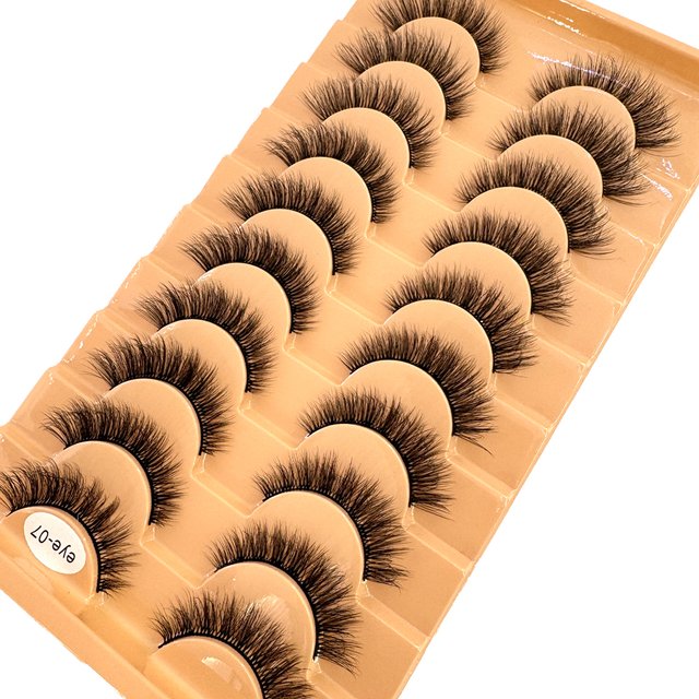 10 Pairs 3D Mink Eyelashes Handmade False Eyelashes Natural Long Makeup Simulation Cross Messy Eye 3D Curly Eyelashes