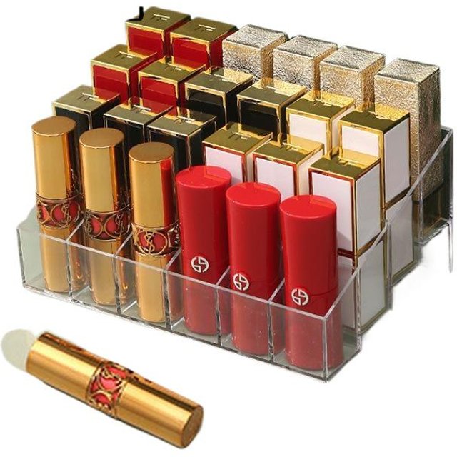 〔W〕24 Grids Clear Acrylic Lipstick Box Makeup Organizer Storage Box Make Up Brush Organizer Display Holder Cosmetic Box〔Winter1〕