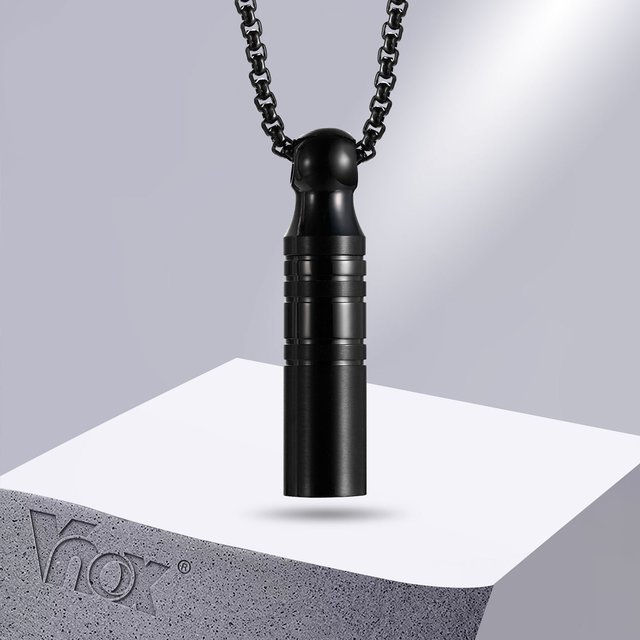 Vnox – collier pendentif urne pour hommes, cylindre de flacon de cendres en acier inoxydable, collier porte-parfum, cadeaux souvenirs