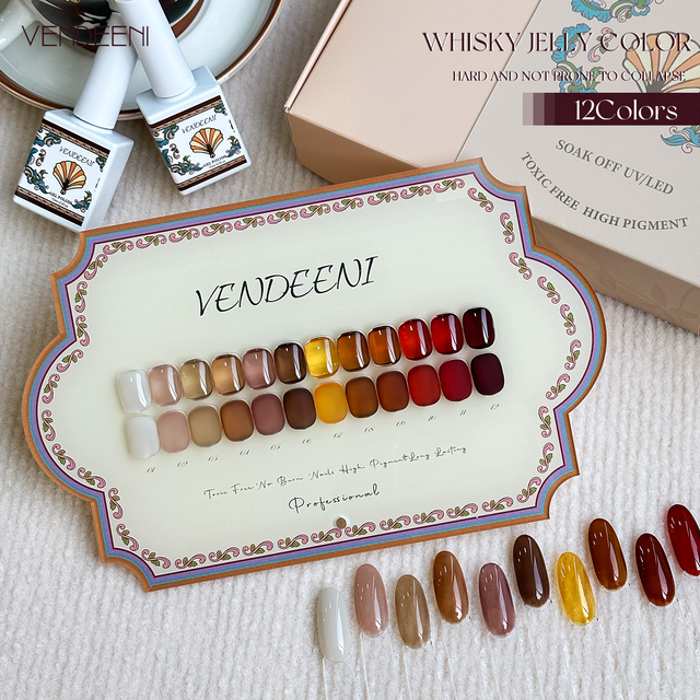 Vendeeni TPO HEMA Free autumn and winter 15ml 12Color Gel Custom Uv Gel Custom Private Label Soak off Led Design Gel Nail Polish