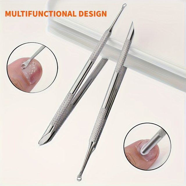 Stainless Steel Multi-Functional Dead Remover & Cuticle Pusher Portable Nail Care Tool for Manicure Pedicure Nail Art Tools