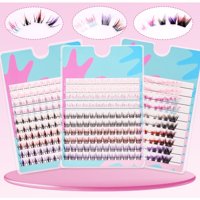 NEW Colorful Fox Eye DIY Lash Clusters Korean Makeup Wholesale Winged Cat Eye Color DIY Cluster Lashes Color Individual Eyelash