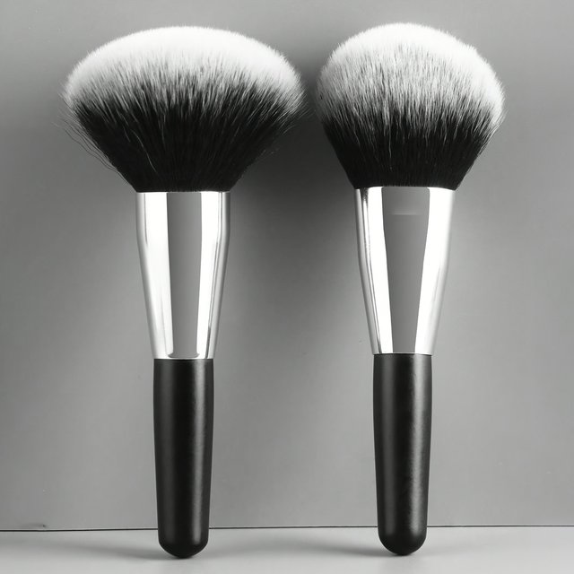 2PCS Travel Makeup Brushes - Powder & Blush Brush Set with Portable Case, Vegan Nylon Bristles for On-The-Go Beauty