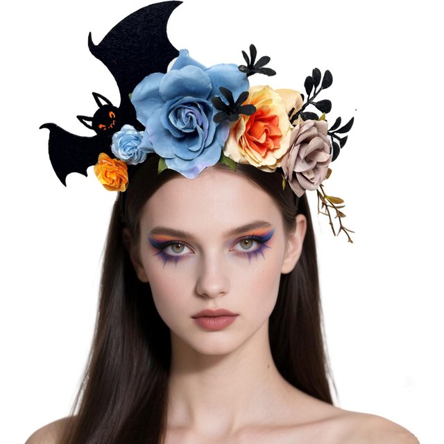 Bandes de cheveux chauve-souris noires pour Halloween, avec décor de Rose, accessoires pour cheveux de fête d'halloween, cerceaux gothiques pour Cosplay, Costume de mascarade
