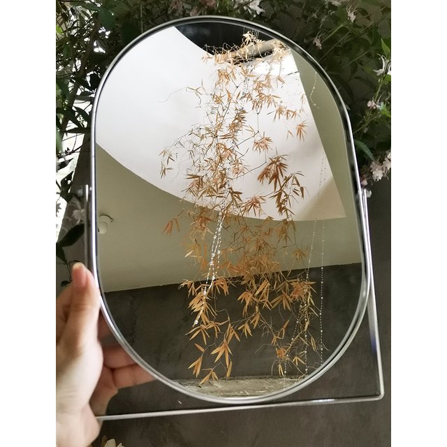 High-end Metal Makeup Mirrow Oval Rorate Standing Mirror Bathroom Desk Luxury Hairdressing Mirror Mural Home Decor for Girls