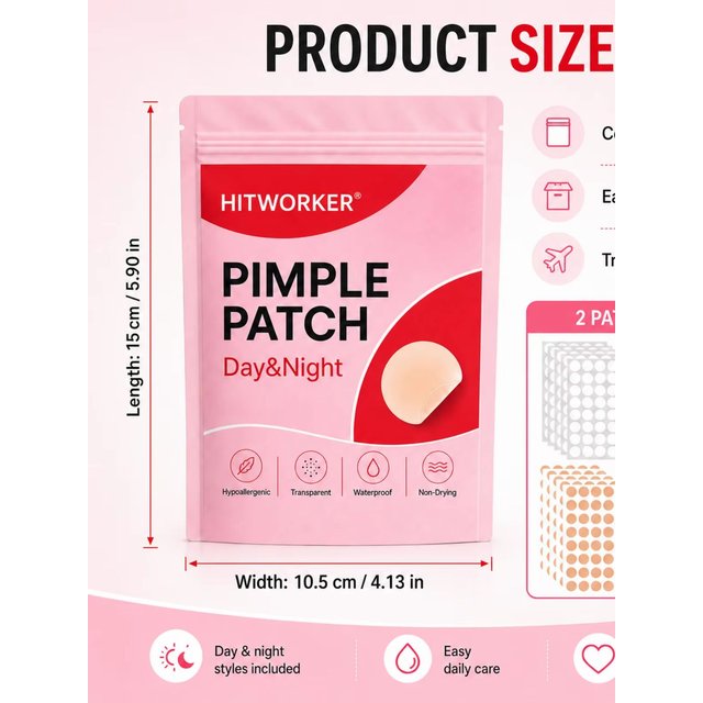 400pcs Hydrocolloid Pimple Patch for Daily Skin Care, Invisible Spot Cover Patches, Ultra Thin Clear Face Patches, Waterproof &