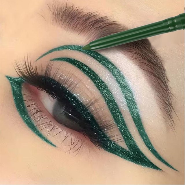 1PC Smooth Eyeliner, Easy to Use, Green, Waterproof, Suitable for Beginners,Easily Create Festive Holiday Eye Makeup