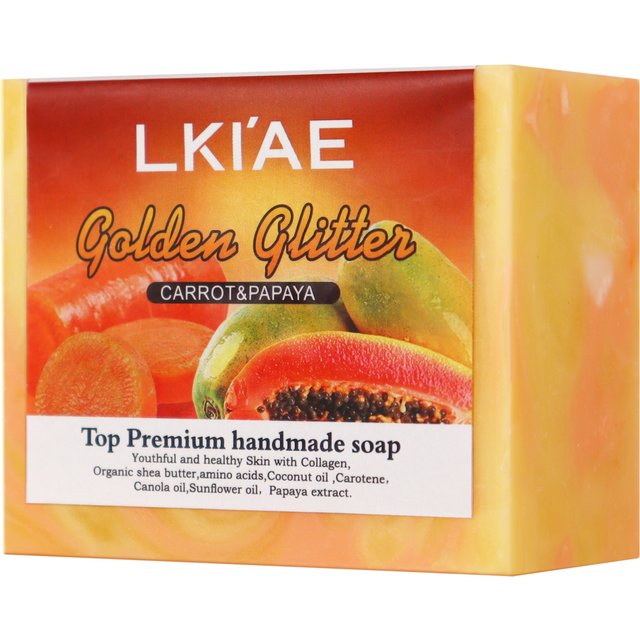LKIAE Natural Carrot & Papaya Handmade Soap, Brightening, Clean Skin, Anti Acne, Dark Spots, Face & Body Wash, 150g/3.53 oz