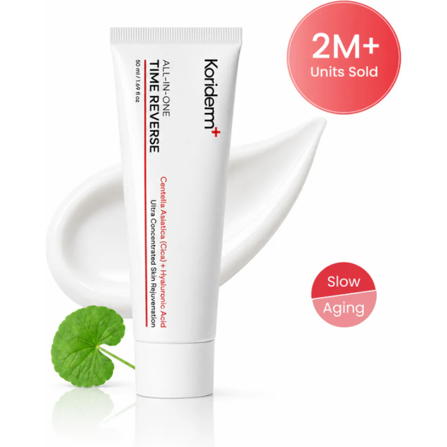 Koriderm+ Time Reversal All-in-One Creme mit Cica & Hyaluronsäure, aufhellende Anti-Aging Augencreme, feuchtigkeitsspendende, straffende Hautpflege