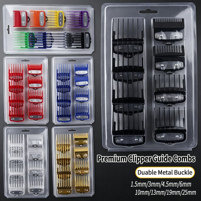 8pcs/set Pro Barber Guide Combs For Wahl Hair Clipper Attachment Hair Cutting Limited Comb With Blister Pack Salon Haircut Tools