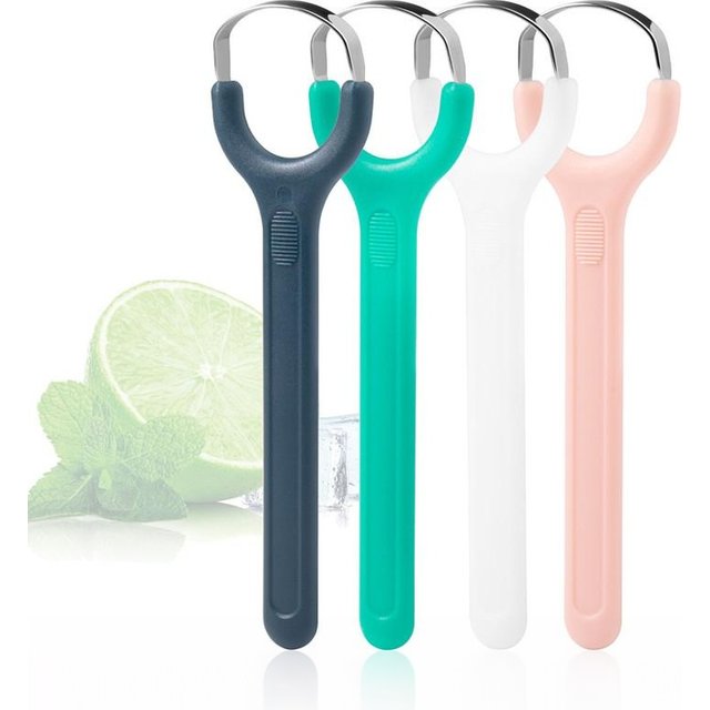 1PCS Stainless Steel Tongue Scraper Fresh Breath Cleaning Coated Tongue Toothbrush Oral Hygiene Metal Tongue Scraper