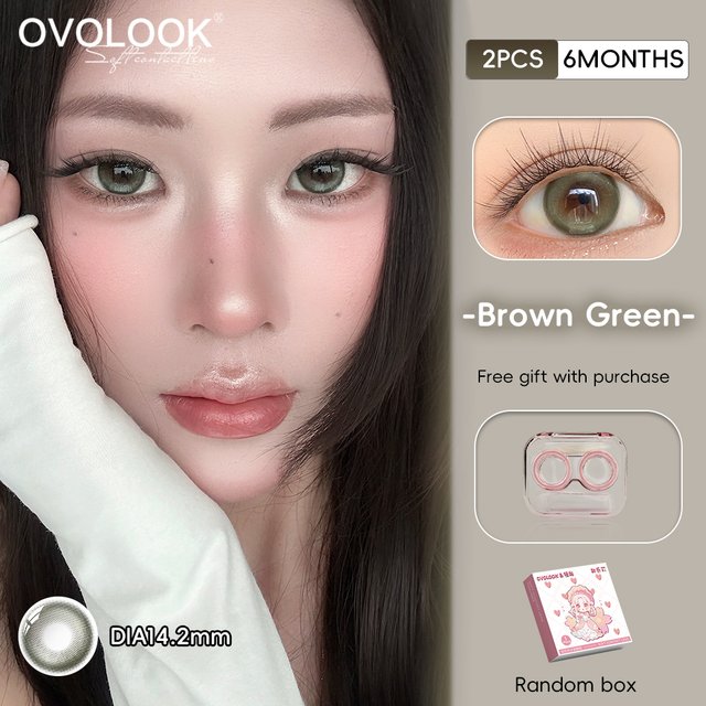 OVOLOOK-Green Apple Brown Green Contact Lenses Half Year Wear 14.2mm Natural Mixed Eyes Soft Comfort Daily Cosmetic Lens