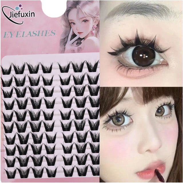 Natural Anime 10 Rows Individual Eyelashes C-Cluster False Kake Lashes Extension Makeup for Eye Beauty