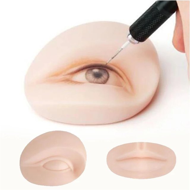 3D Permanent Skin Replacement Soft Silicone 2 Eyes with 1 Lips Practice Makeup Tattoo Tools for Training Mannequin Moulds