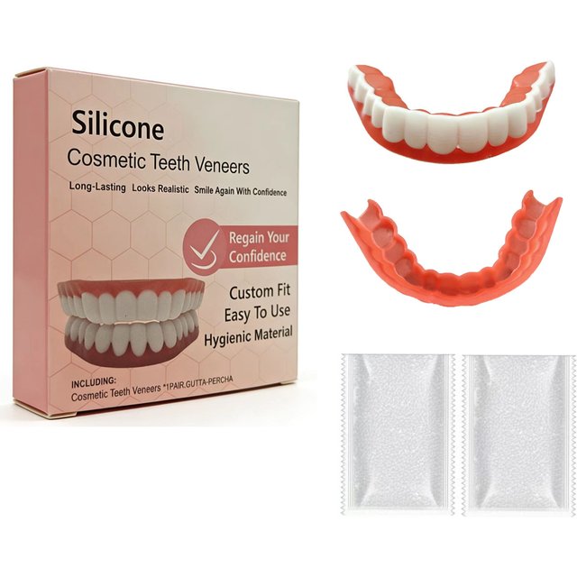 Instant2026 New Smile Cosmetic Teeth with Adhesive Beads Custom Fit Upper & Lower Fake Teeth Veneers