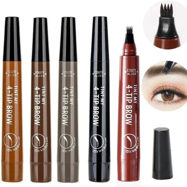4 Fork Tip Microblading Eyebrow Pen,Waterproof Long Lasting Natural Look Liquid Eyebrow Tattoo Pencil For Novices Makeup Tools