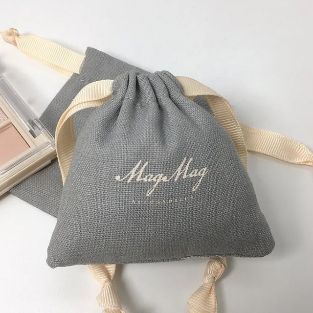 Gray Cotton Gift Bags 5x7cm 7x9cm to 15x20cm 50pcs/Lot Makeup Eyelashes Hair Canvas Packaging Dust Sack Jewelry Pouches