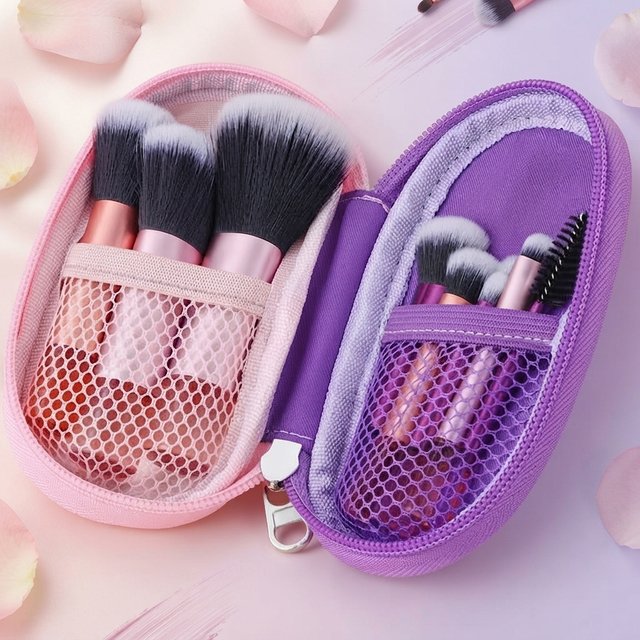 Ensemble de 10 mini pinceaux de maquillage en sac, poudre, fard à paupières, fond de teint, blush, blender, anticernes, outils de beauté, kit cosmétique professionnel