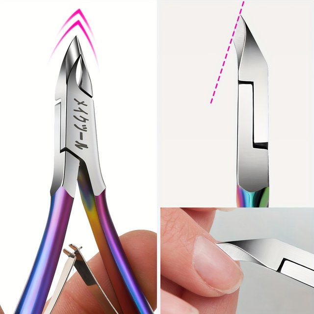 Premium Rainbow Cuticle Trimmer - Stainless Steel Nail Care Scissors Manicure & Pedicure Ergonomic Design Dead Skin Removal
