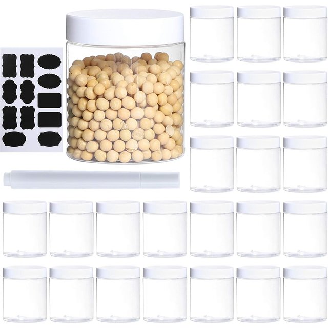 8oz Plastic Jar Storage Container with White Lids Airtight Clear Wide-mouth Slime Storage Jars for Cosmetic Cream Light Clay