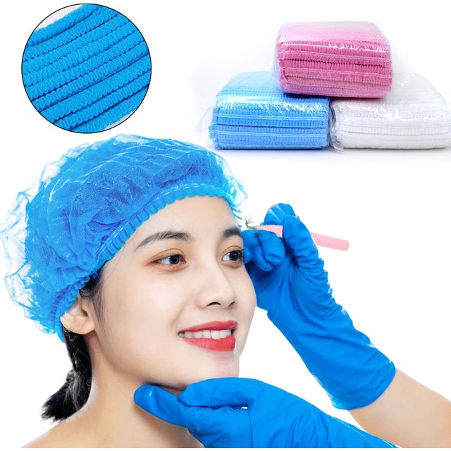 20/100Pcs Eyelash Extension Disposable Non-Woven Fabric Hat Lash Tools Makeup Hair Net Caps SPA Hair Salon Sterile Hats Supplies