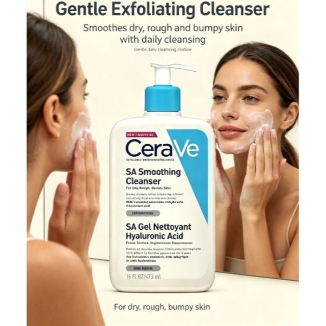 CeraVe SA Smoothing Cleanser 473ml Gentle Daily Wash with Ceramides for Dry Rough Bumpy Skin Care