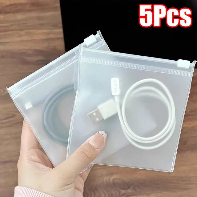 Portable Transparent Zipper Bag Cable Organizer Bag, Small Frosted Self Sealing Bag for Earphones Lipstick Jewelry Storage Pouch