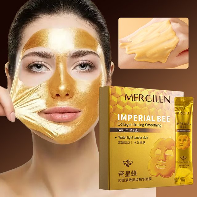 Mercilen Imperial Propolis Collagen Firming Essence Mask 6g*10 Strips, Contains Retinol, Collagen, Niacinamide, Hyaluronic Acid, and Plant-Based Squalane, Moisturizes and Brightens Facial Skin, Makes