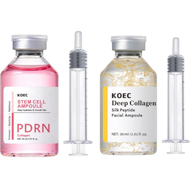 Silk Collagen Peptide Ampoule Essence, PDRN Serum for Face Brightening & Skin Smoothing Calming Repairing Daily Moisturizer 30ml
