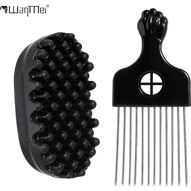 2Pcs Hair Care Set Wave Twist Sponge Brush Afro Pick Comb for men Women Curly Hair Styling Tool