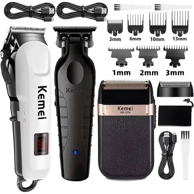 Kemei Hair Clipper Km-809A Km-2299 Km-2024 UBS Rechargeable Cordless Beard Trimmer Powerful Electric Hair Clippers for men