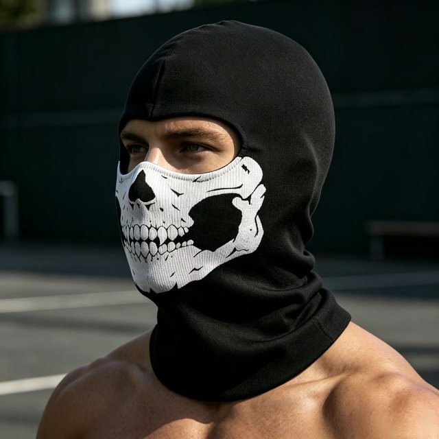 Motorcycle Balaclava Full Face Mask Skull Print Motorbike Full Face Mask Windproof Skiing Head Neck Warmer Bicycle Helmet Liner